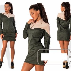 Green suede mini dress